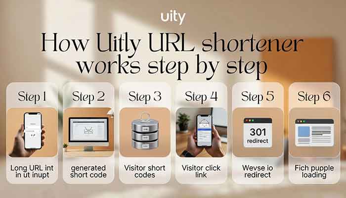 How Uitly Works: URL Shortener Explained Simply 2 How Uitly URL shortener works step by step — URL shortener diagram