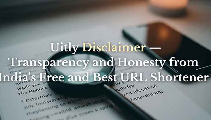 Magnifying glass symbolising transparency in uitly disclaimer for India's free URL shortener